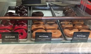 Vegan donut selection at Dough Doughnuts - Flatiron in New York City