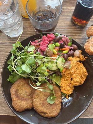 Falafel salad with bread   at Penny Lane Cafe in Aalborg