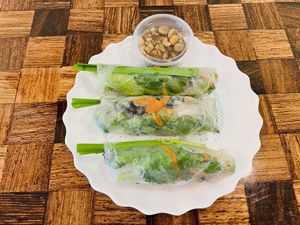 Vietnamese summer rolls, fresh and all plant-based at Song Huong Vegetarian Restaurant in Duluth