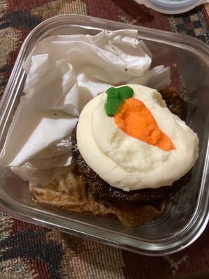 Carrot cake is a favorite and such a treat as a vegan. at City Cakes and Cafe in Salt Lake City