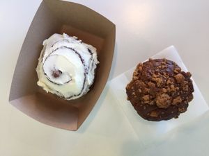 Cinnamon roll and pumpkin muffin at City Cakes and Cafe in Salt Lake City