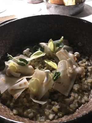 Risotto from celeriac and potatoes with leek and heaps of truffle at Hofke van Bazel in Kruibeke