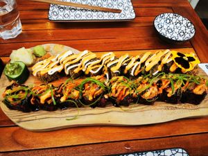 Crunchy California / No chicken Teriyaki at Vegan Sushi Bar - Downtown in Amsterdam