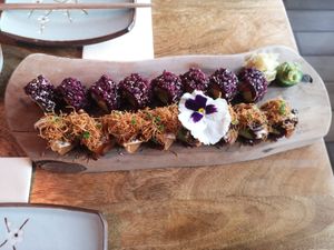 Cheesy tuna and salmon at Vegan Sushi Bar - Downtown in Amsterdam