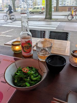 Seaweed / Kombucha / Jasmin tea at Vegan Sushi Bar - Downtown in Amsterdam