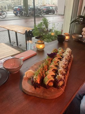 No chicken teriyaki, sweet avocado tree, green genovesa at Vegan Sushi Bar - Downtown in Amsterdam