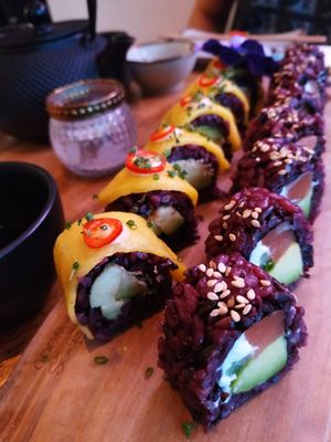 Spicy mango and creamy tuna roll at Vegan Sushi Bar - Downtown in Amsterdam