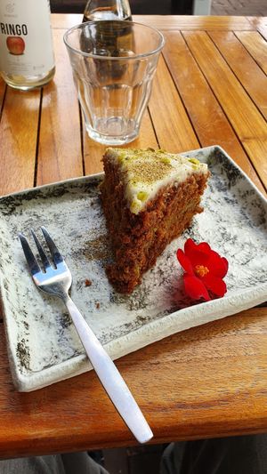 Carrot cake with matcha at Vegan Sushi Bar - Downtown in Amsterdam