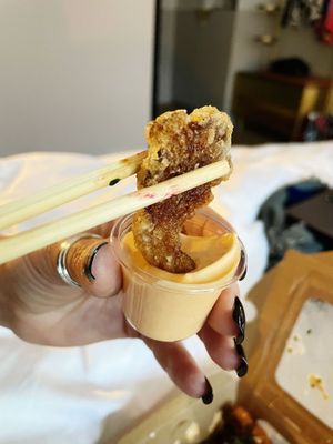 Oyster mushroom wings at Vegan Sushi Bar - Downtown in Amsterdam