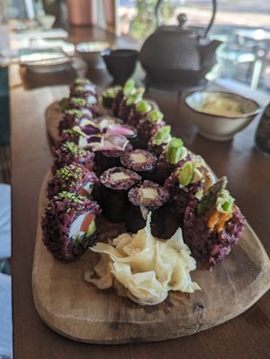 Tuna, tofu, mushroom (l left to right) at Vegan Sushi Bar - Downtown in Amsterdam