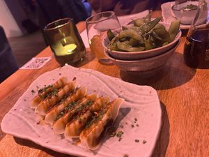 Gyoza and edamame   at Vegan Sushi Bar - Downtown in Amsterdam