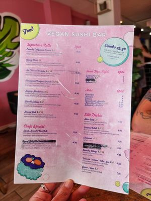 Menu at Vegan Sushi Bar - Downtown in Amsterdam