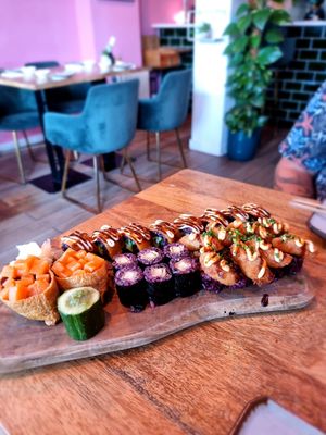 Selection of sushis at Vegan Sushi Bar - Downtown in Amsterdam