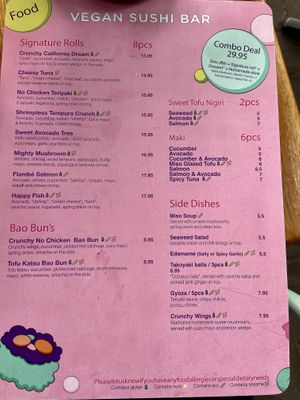 Food menu Aug 2024  at Vegan Sushi Bar - Downtown in Amsterdam