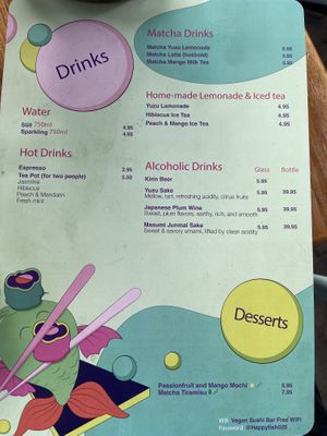 Drinks menu Aug 2024  at Vegan Sushi Bar - Downtown in Amsterdam