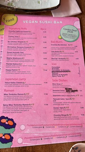 Menu  at Vegan Sushi Bar - Downtown in Amsterdam