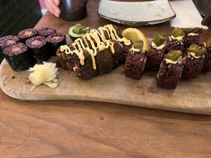 Tuna rolls on left were not so great   at Vegan Sushi Bar - Downtown in Amsterdam