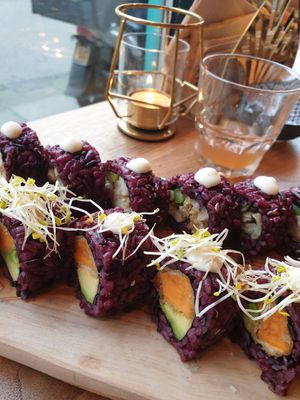 Sweet Rolls and Mushroom Rolls. at Vegan Sushi Bar - Downtown in Amsterdam
