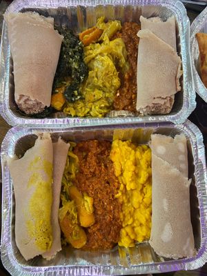 Vegetarian combo (vegan) at Konjo Ethiopian Food in Edgewater