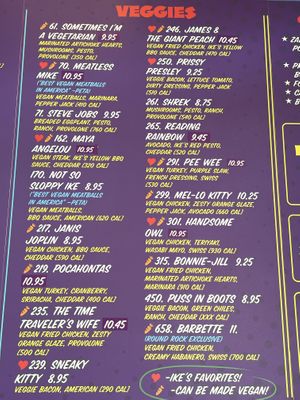 Menu at Ike's in Round Rock