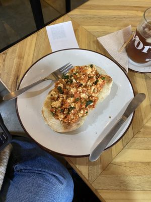 Scrambled tofu   at Herbívoro- Chapinero in Bogota