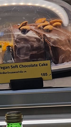Chocolate cake at VIBE Coffee & Plant-Based Food in Bangkok