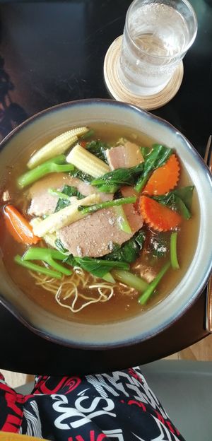 Chinese style noodles in veg gravey. at VIBE Coffee & Plant-Based Food in Bangkok