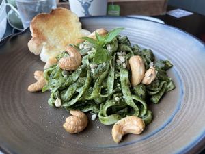 Vegan pesto pasta, 189 baht  at VIBE Coffee & Plant-Based Food in Bangkok