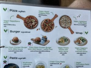 An example of the menu  at VIBE Coffee & Plant-Based Food in Bangkok