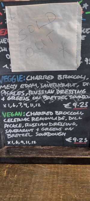 Menu as of January 2025 at Bang Bang in Dublin
