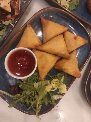 Samosas at The Vegan Brasserie in South West London