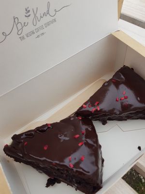 Raspberry and chocolate cake at Be Kind The Vegan Coffee Caravan in Hayle