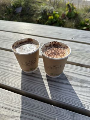 Soy cappucinos  at Be Kind The Vegan Coffee Caravan in Hayle