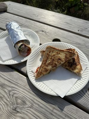 Cuban and panko breaded chick’n wrap  at Be Kind The Vegan Coffee Caravan in Hayle