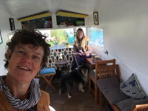 Funky interior of Betty the new vintage caravan!  at Be Kind The Vegan Coffee Caravan in Hayle