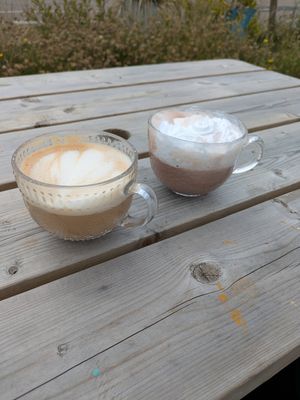 Oat Latte and Oat Hot Chocolate going down well. at Be Kind The Vegan Coffee Caravan in Hayle