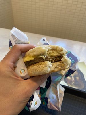 Sausage egg sandwich    at V Burger in Calgary