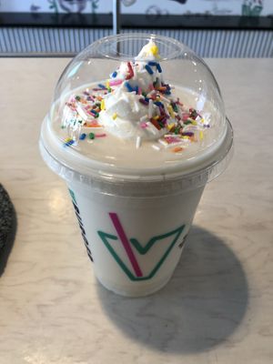 Small vanilla milkshake at V Burger in Calgary