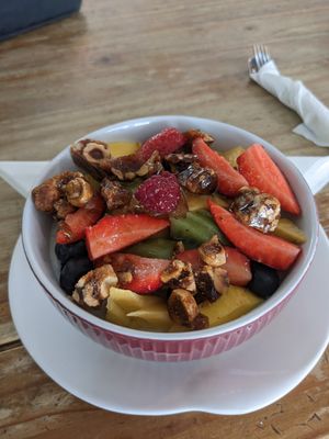 Chia seed bowl with fruit and nuts at Let Them Eat Cake in Paphos