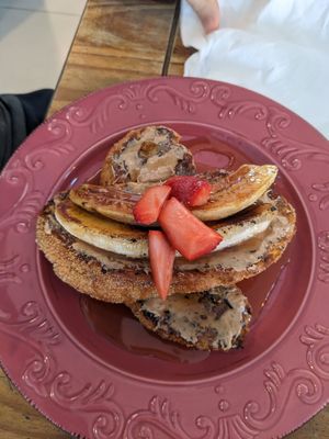 French bread with caramelized banana at Let Them Eat Cake in Paphos