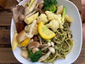 Spaghetti with asparagus and pesto sauce at Flavor 自然樸食 - ZìRán Pǔ Shí in Kaohsiung