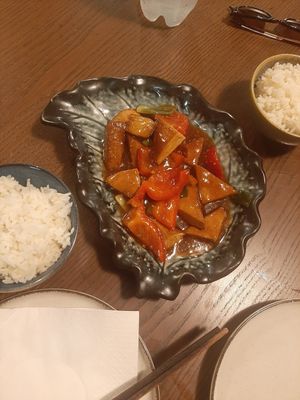 Tofu stew with bell peppers at Su Guan in Florence