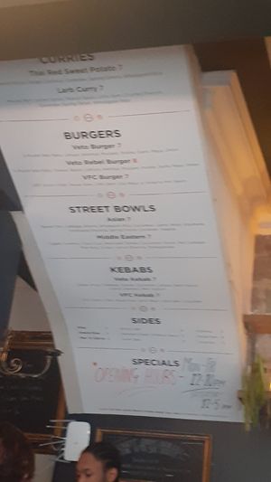 Blury menu...sorry at VetoMeato in London