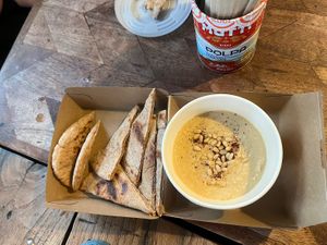 hummus and pita  at VetoMeato in London