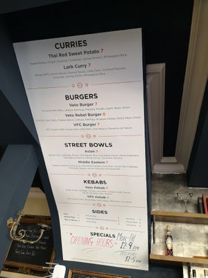 Menu on the top at VetoMeato in London