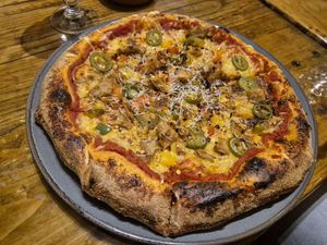 Peri peri chicken pizza at Goodtime Games in Manchester