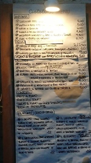 Menù at Ciotolina Rivendita e Cucina in Cesenatico