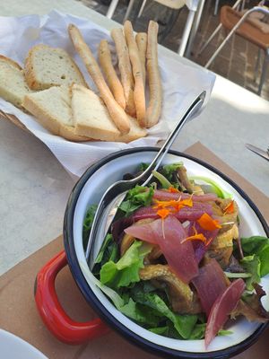 Lovely eggplant and onion antipasti at Ciotolina Rivendita e Cucina in Cesenatico