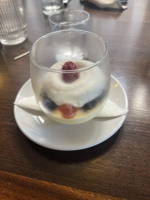 Dessert: berries and cream  at Perle Restaurant in Pasadena