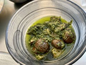 Mushroom “escargot” (vegetarian) at Perle Restaurant in Pasadena